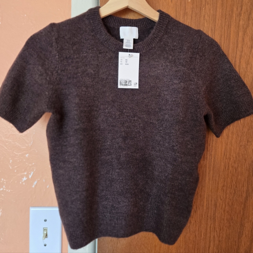 H&M Dark Brown Fine Knit Sweater Top XS